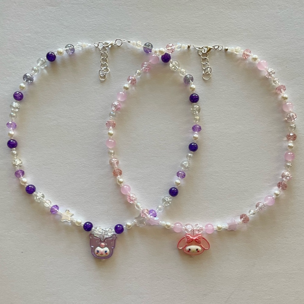 Matching Kuromi And My Melody Necklaces Gem